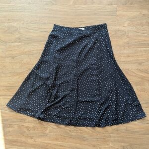 LOFT Navy Polka Dot Skirt
